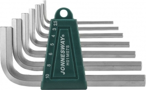 Комплект угловых шестигранников 2,5-10 мм, S2 материал, 7 предметов JONNESWAY