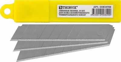 Сменные лезвия для ножа хозяйственного универсального GUK197, 10 шт. Thorvik 23451