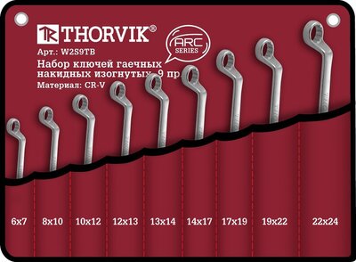 W2S9TB Набор ключей накидных в сумке 6-24 мм, 9 предметов Thorvik 14602