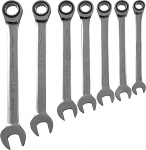 Набор ключей комбинированных трещоточных 10-19 мм, 7 предметов JONNESWAY