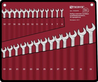 W3S26TB Набор ключей комбинированных в сумке, 6-32 мм, 26 предметов Thorvik 14591