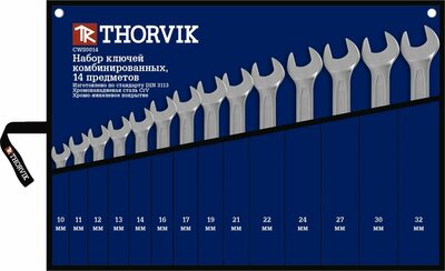 Набор ключей комбинированных в сумке 10-32 мм, 14 предметов Thorvik 22941