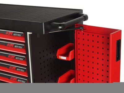 Тележка инструментальная 7 секций красная с двумя боковыми ящиками JTC 37154