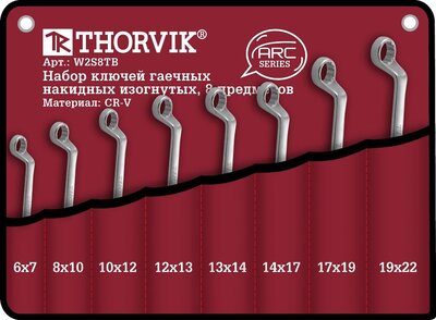 W2S8TB Набор ключей накидных в сумке 6-22 мм, 8 предметов Thorvik 23804