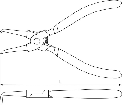 Щипцы для стопорных колец «загнутый сжим» 180 мм Thorvik IRBP180 14091
