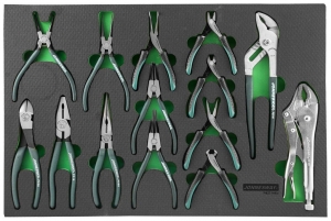 Набор шарнирно-губцевого инструмента. 14 предметов в EVA ложементе 560х400 мм. JONNESWAY