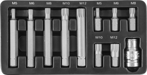 Набор вставок-бит 10 мм Spline М-профиль (30 и 75 мм), М5-М12, 11 предметов JONNESWAY