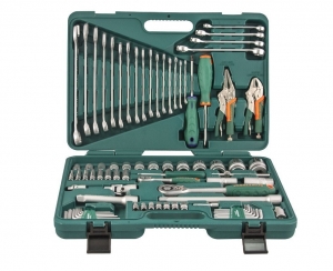 Универсальный набор торцевых головок 1/4"DR 5-12 мм и 1/2"DR 12-32 мм, отверток, комбинированных ключей 6-24 мм, разрезных ключей 8-19 мм и угловых ключей, 78 предметов JONNESWAY