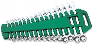 Набор ключей комбинированных трещоточных 8-24 мм, 16 предметов JONNESWAY