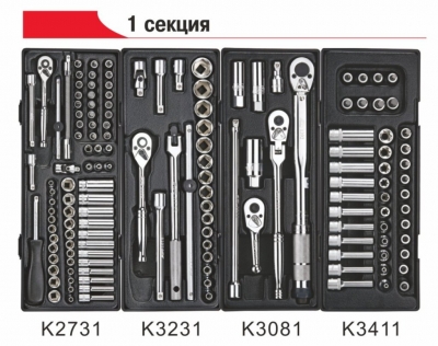Тележка инструментальная (JTC-3931) 3 секции с набором инструментов 225 предметов JTC 37041