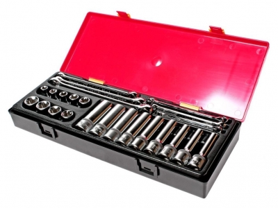 Набор инструментов 24 предмета TORX (ключи E6-E24, головки E10-E24) в кейсе JTC 10738