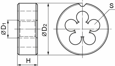 Плашка D-COMBO круглая ручная М5х0.8, HSS, Ф20х7 мм 37752