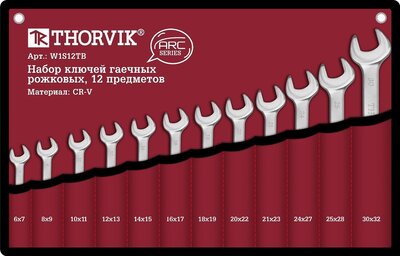 W1S12TB Набор ключей рожковых в сумке, 6-32 мм, 12 предметов Thorvik 14597