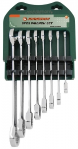 Набор ключей комбинированных трещоточных 10-19 мм, 8 предметов JONNESWAY