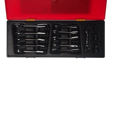 Набор ключей комбинированных 8-19мм укороченных трещоточных 14 предметов в кейсе JTC 32729