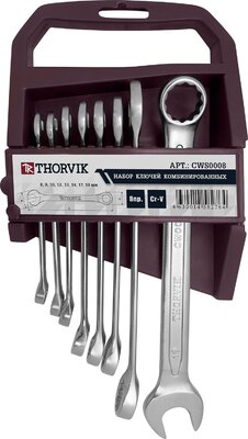 Набор ключей комбинированных на пластиковом держателе 8-19 мм, 8 предметов Thorvik 13725