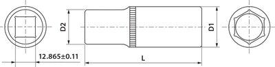 Головка торцевая глубокая 1/2"DR 15 мм Thorvik 23035