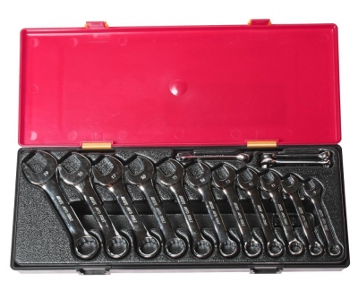 Набор ключей комбинированных 6-19мм 14 предметов в кейсе изгиб 15град. укороченные JTC 32715