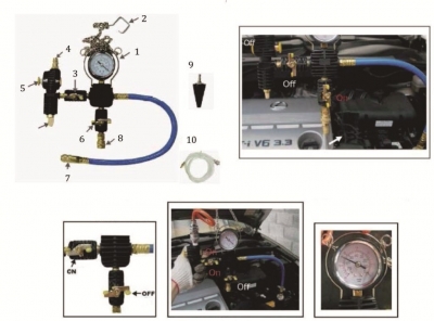 Набор инструментов для тестирования давления в радиаторе 27 предметов (кейс) JTC 27497