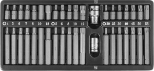 Набор вставок-бит 10 мм  H4-12 мм, Т20-Т55, M5-M12 (30 и 75 мм.), 3/8"DR и 1/2"DR, 40 предметов JONNESWAY